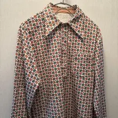 幾何学模様　60'sスタイル　シャツ　Lサイズ