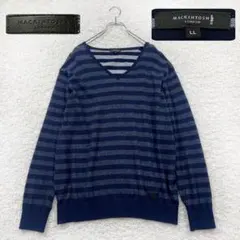 MACKINTOSH LONDON ニット Vネック ボーダー ネイビー LLのサムネイル