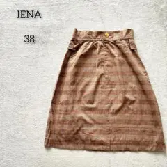 イエナ 【38】 ボトムス スカート ひざ丈 チェック柄 総柄 裏地付き タイト