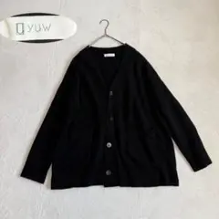 unfil / オーバーサイズ ジャージ ウール カーディガン トップス 黒 