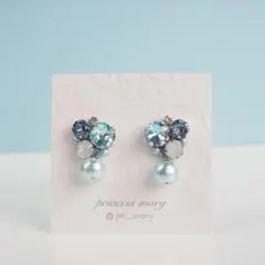 シルバー》水色コットン♡lt.サファイア&ホワイトオパールbijouピアス
