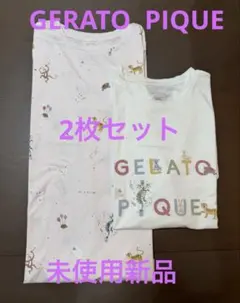 ジェラートピケ　干支アニマル柄長袖ワンピース&半袖Tシャツ　２枚セット　新品