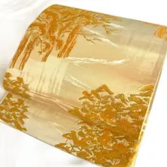 KANON 様専用⭐︎1148-30　袋帯　絹　芯無し　柄物　オレンジ　金