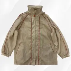 【薄手】ナイロン ブルゾン ジャンパー M〜L ベージュ フード収納可 はおり
