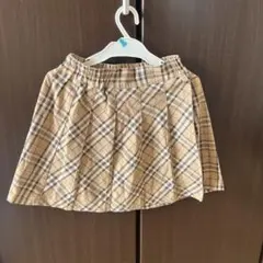 チェック柄 プリーツスカート ベージュ