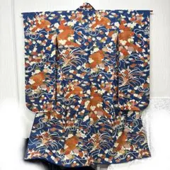 振袖 ブルー系 金彩 刺繍 着物 和装 正絹 振り袖 成人式 身丈153cm