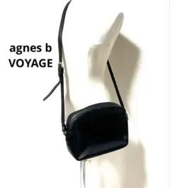アニエスベーボヤージュ レザーショルダーバッグ ロゴ入り ブラック