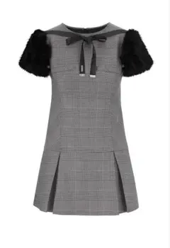 ANDWANG 2Way Fur Sleeve Dress blackcheck