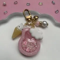 88 レジン シャカシャカキーホルダー シェイカー 夢かわ くま パフェ