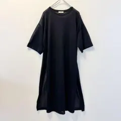 ビューティー&ユース ワンピース ロング シアーTシャツ ブラック