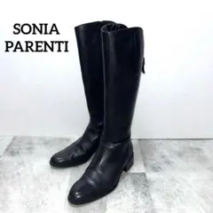SONIA PARENTI＊ベルト付きレザーロングブーツ＊ブラック　23.0