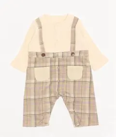 kids zoo チェック柄 サロペット ロンパース 70