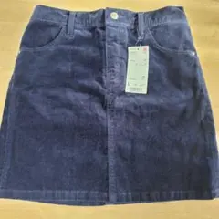 【新品】ユニクロ コーデュロイスカート ネイビー Ｌ（身長135~145cm）