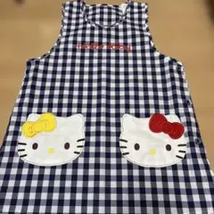 新品 ハローキティ チェック柄エプロン M〜Lサイズ サンリオ 保育士