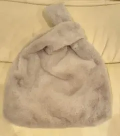 グレー ふわもこファー トートバッグ