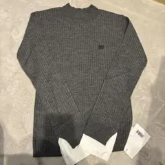 袖カフスレイヤードニット グレー M