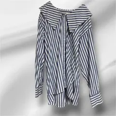 LOWRYS FARM 長袖　襟付き　可愛い　ストライプ　シャツ