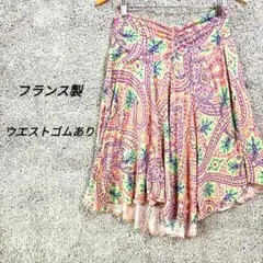 3122　ポールアンドジョー　フレアスカート　膝丈　フランス製　ゴム　ペイズリーのサムネイル