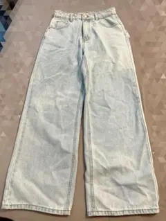 GRLライトブルー ワイドレッグデニムパンツ