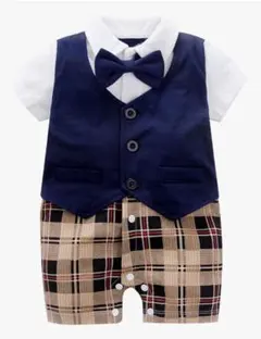 ベビー　重ね着風ロンパース　66cm 綿100% 半袖