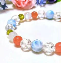 ✿美品【極上】ラリマー&インカローズ&ペリドット✴ムーンストーンのデザインブレス