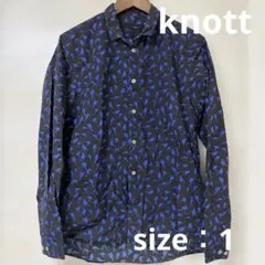 knott ノット　プリント　シャツ　長袖　ダンス　S メンズ　ブラック　ブルーのサムネイル