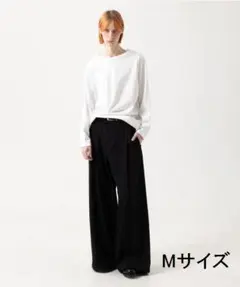 【裾上なし】MBハイエンド尾州ウール フロントシーム”ハカマ”スラックス Ｍ 黒のサムネイル