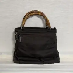 グッチ ブラック ナイロンハンドバッグ バンブーハンドル - メルカリ
