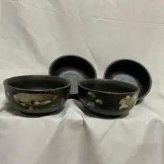 美濃焼 窯炎 年輪 お好み碗 4個セット 未使用 和食器 小鉢 どんぶり
