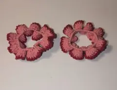 シュシュ　ヘアゴム　 2個セット ピンク赤