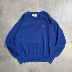 古着 80s Pringle アルパカ ニット セーター ブルー Vネック 短丈のサムネイル