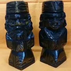 北海道民芸品　木彫り　アイヌ夫婦　2体セット　アンティーク