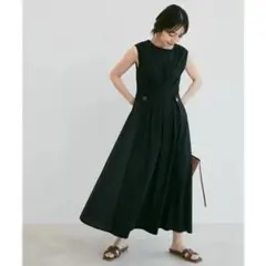 ウエストタック異素材ドッキングワンピース