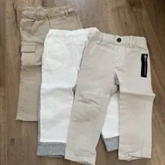 ベージュ・ホワイト・グレー パンツ3枚セット 90cm