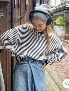 【新品】アングリッド　スリーブボリュームワッフルロングスリーブTee