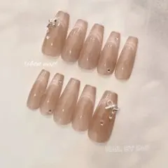 マグネット　ネイルチップ オーダーネイルチップ　韓国　ワンホン　ちゅるん　スキン