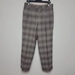 古着 オンワード ウールパンツ チェック柄 灰 90sビンテージ