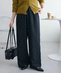 【低身長の方】Discoat ドット柄とろみイージーパンツ Sサイズ 裾上げ済