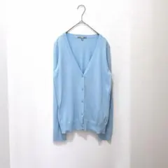 【定番】UNIQLO／UVカットスーピーマコットンVネックカーディガン／ブルーM