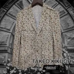 ​タケオキクチ 麻混 テーラードサファリジャケット 総花柄 サイズ3のサムネイル