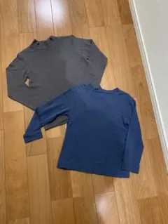 無印＆UNIQLO 長袖カットソー 130 120 ネイビー グレー　2枚セット