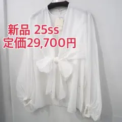 新品 23区ブラウス46サイズ 2025年製 大きいサイズ クリアトリコット 