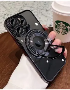 iPhone12ケース スタンド付き メッキ加工 MagSafe充電 レンズ保護