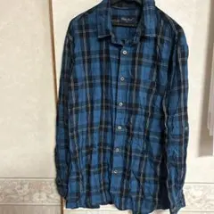 長袖　シャツ　Ｌ　ブルー　チェック　メンズ