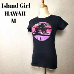 Island Girl ハワイヤシの木Tシャツ黒レディースMリゾート夏カジュアルのサムネイル