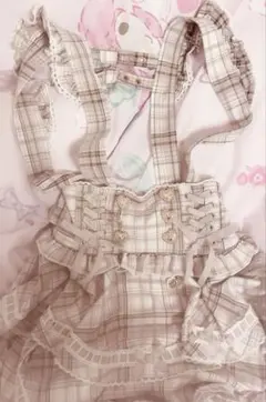 LIZLISA はしごリボンチェックティアードスカパン ピンク