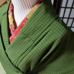 20-5単　黄緑　かわいい格子