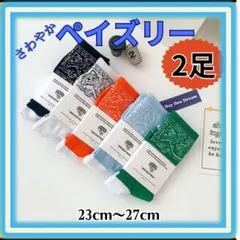 おしゃれソックス　2足　ペイズリー　爽やかカラー　水色　オレンジ　NIKE好き