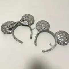 ミニー ミッキー シルバー スパンコール カチューシャ ディズニーリゾート