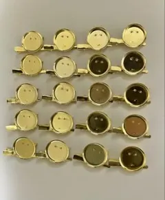 20個 2WAY コサージュピン 台座 直径約30mm ゴールド